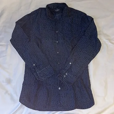 Van Laack Royal Men Shirt Button Down Long Sleeve Leopard Print Size 40 15.75 • $16.99