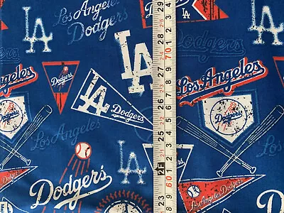LA Dodgers PENNANT MLB LICENSED 100% Cotton STOCK  Fabric 1/2 Yard 18 X 42  • $8.99