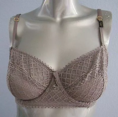 Victorias Secret Nwt Taupe Crochet Lace Unlined Balconet Balconette Demi Bra 36D • $21.24