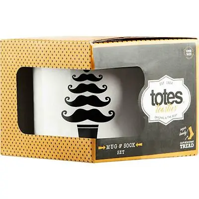 TOTES Mustache Tree Mug & Slipper Socks Gift Set NEW • $12.99