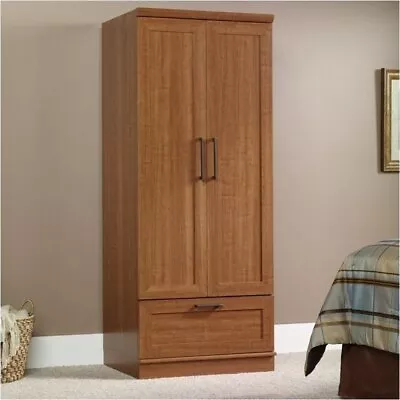 Pemberly Row 2-Drawer Wood Wardrobe Armoire With Drawer In Sienna Oak • $315.99