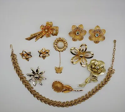 BSK Sarah Coventry And Unsigned Brooches Necklace Earrings Vintage Jewelry Lot • $43.55