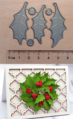 £1 • Buy Cutting Die ~ Holly Leaves & Berries Sprig
