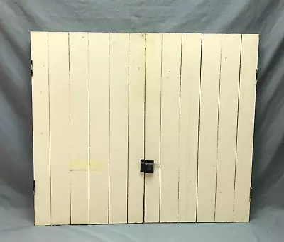 Pair VTG Shabby White Wood Country Cupboard Pantry Doors 18x32 Chic Old 673-24B • $99