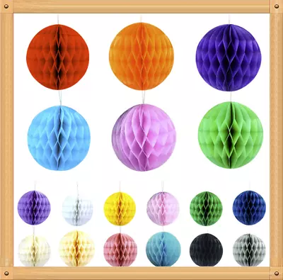 HONEYCOMB Hanging Paper BALL Wedding Birthday Garland Party Decor Baby Shower UK • £2.29