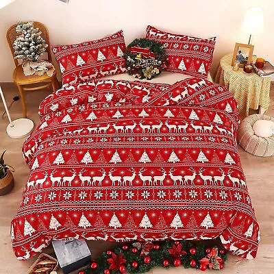 $42.24 • Buy LAMEJOR Christmas Duvet Cover Set Queen Size Deers / Christmas Trees And White S