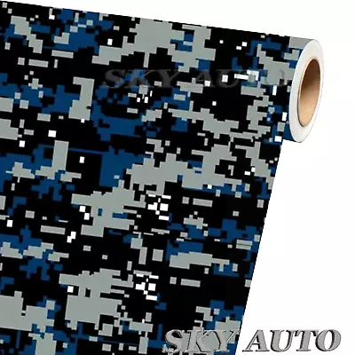 DIGITAL BLUE Camouflage Vinyl Car Wrap Film Sheet + Free Tools( 2 Feet & Up ) • $5.99