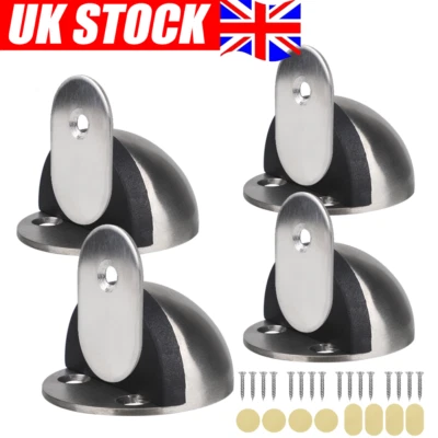 £5.89 • Buy 4X Stainless-Steel Magnetic Door Stopper Anti-Collision Floor Stop Holder Catch