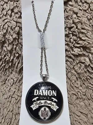 Vampire Diaries Team Damon Glass Cabochon Necklace • $12