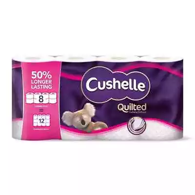 Cushelle Quilted 3-Ply - 50% Longer Rolls - Toilet Tissue Paper Roll - 32 Rolls • £29.89