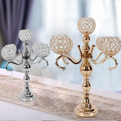 $52 • Buy 5 Arm Crystal Candelabra Votive Candle Holders Wedding Candle Holder Centerpiece