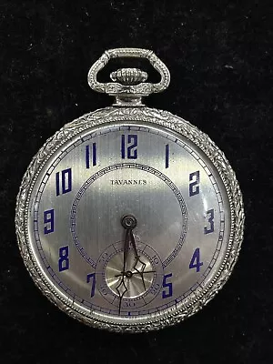 Vintage Tavannes 14k White Gold Filled 17 Jewels Pocket Watch • $9.99