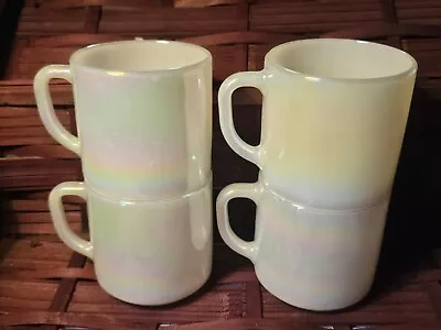 Set 4 Vintage Federal Glass Moonglow Iridescent Opalescent Coffee Mugs USA • $9.99