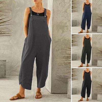 £9.99 • Buy Women Loose Dungarees Jumpsuit Oversize Baggy Overalls Strappy Harem Trousers Uk