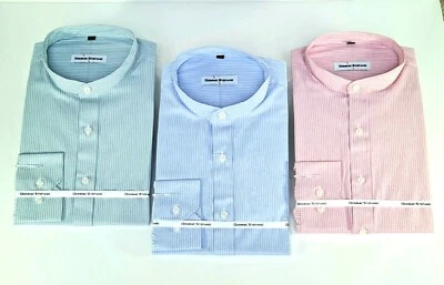 Mens Grandad Collarless Long Sleeve Stripe Formal Casual Shirt From £12.99 (527 • £18.99