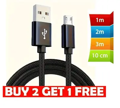 Heavy Duty USB Micro Charging Cable Braided Fast Phone Charger Long Lead  3m 2m • £2.48