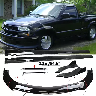 For Chevrolet Chevy S10 Gloss Black Front Bumper Lip Splitter Spoiler+ Strut Rod • $99.99