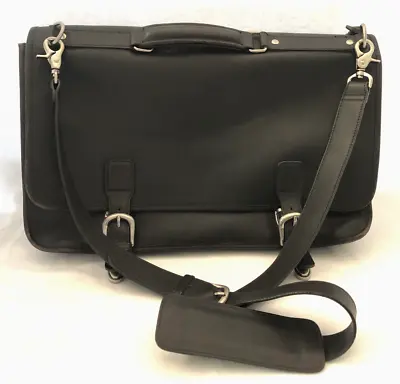 Vintage Hart Schaffner Marx Black Leather Attache Briefcase W/ Detachable Strap • $249.99