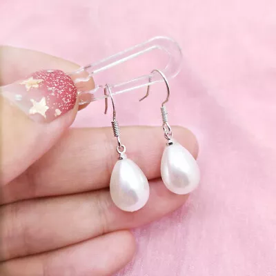 925 Sterling Silver Earrings Pearl Drop Bridal Dangle Stud Hook Earrings Womens • £3.29