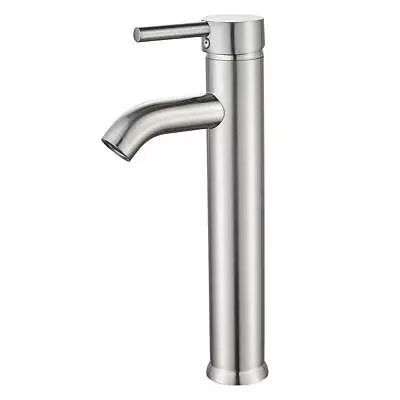 Vessel Sink Faucet Brushed Nickel Bathroom Faucet Single Hole Tall Bathroom S... • $52.66