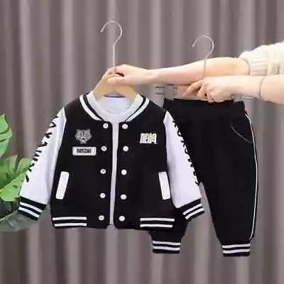 Baby Kid Boy Girl Casual Sports Coat Pants Baseball Clothes Set Tracksuit Outfit • $21.99