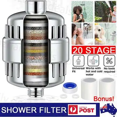 20 Stage Shower Head Filter Bath Hard Water Softener Chlorine Purifier 2 Filters • $26.35