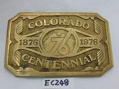 Vintage 1876 - 1976 Colorado Centennial Solid Brass Belt Buckle 3 5/8  X 2 1/4  • $27.99