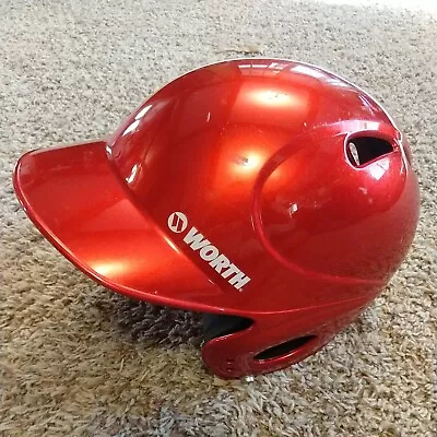 Baseball Softball Batting Helmet Red Metallic Worth Size 6 1/2 - 7 1/4 6.5-7.25 • $12.50