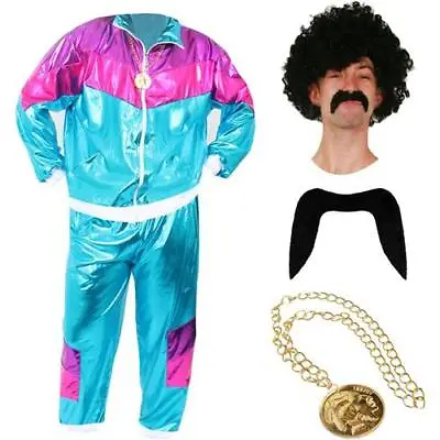 1980s Scouser Shell Suit Fancy Dress Costume Shiny Retro Tracksuit Mens Ladies • £25.99