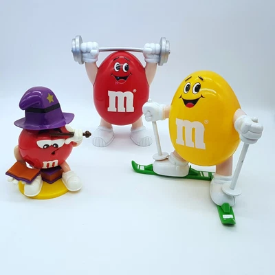 £16.99 • Buy M&M's Sweets Chocolates Candy Dispenser Red Wizard Yellow Skier Red Weightlifter