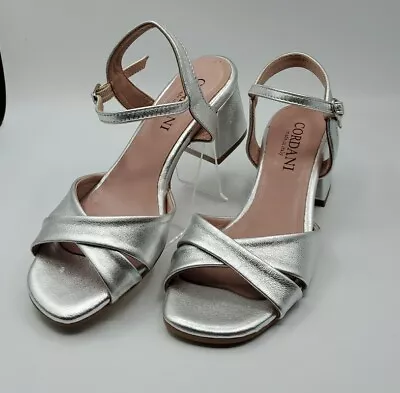 Cordani Silver / Argeno Ilaria Block Heel Sandal Sz 37 (6.5 US) $248.00 • $55.96