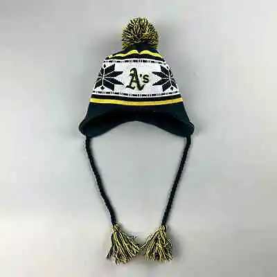 Oakland Athletics Beanie Hat Youth Green New Era MLB Baseball Ear Flaps Ski Snow • $6.99