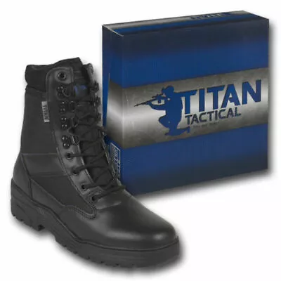 Black Patrol 50/50 Leather Combat Boots Army Tactical Cadet Security Military • £29.85