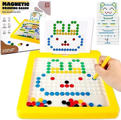 Magnetic Doodle Drawing Board Magnetic Dot Art For Toddlers With Pen And Beads • £10.83