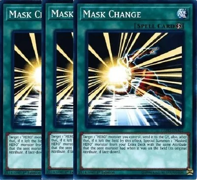 Yugioh - Mask Change X 3 - 1st Edition NM - Plus Free Holographic Card • $6