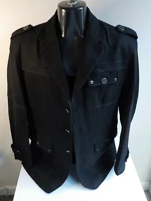 SUCCESSO UOMO PHITA Wool Blend Military Style Button Front Coat Black 42/L NWT • $59.95