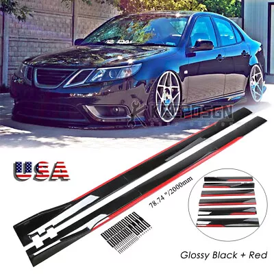 Glossy Side Skirts Splitter Extension Rocker Panel Body Kit Parts For Saab 9-3 • $85.59