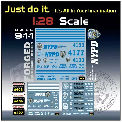 1x POLICE /NYPD /911 /K-9 Water Slide Decal 1/28 RC Model Dicast Hot!! # 405-407 • $9.99