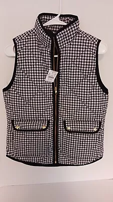 J. Crew Navy Blue & White Gingham Down-Filled Full-Zip Quilted Puffer Vest XS • $24.99