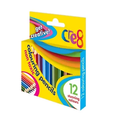 12 X Colouring Pencils 1/2 Half Size Small Handy For Travel Little Hands Colour • £1.49