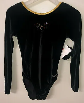 $9.99 • Buy NWT Long Sleeve Dreamlight Black Jeweled Gymnastic Leotard FREE Scrunchie AS
