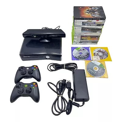 Microsoft Xbox 360 S Console Bundle Kinect 19 Games 2 Controller - NO HDD • $125