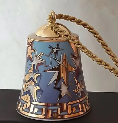 VERSACE BELL ORNAMENT  GOLD GREEK KEY CHRISTMAS INFINITE NEW In Box • $129