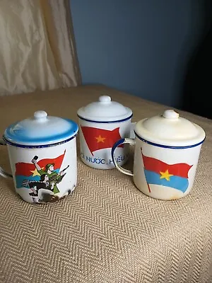 Vietnam War Era NVA Rice Bowl Food And Water Metal Cups Set Of 3. Rare  • $165