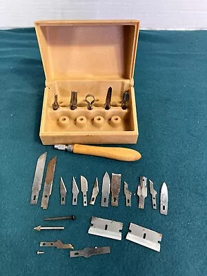 Vintage X-ACTO Hobby Chest Knife Tool Set In Box Blades  Wood Handle • $14.04