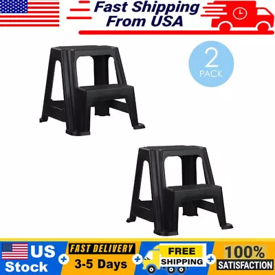 Plastic Stool Compact Rust Resistant Plastic W/ Non-Slip Step Treads 2 Pack New • $34.49