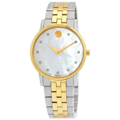 Movado $1295 Women's Diamonds! Two-tone Mop Museum Classic Swiss Watch 0607630 • $537.42