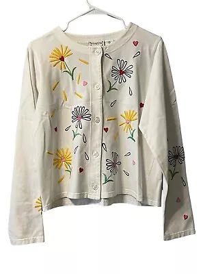 Vintage Michael Simon Lite Floral Spring Size Large Cardigan Button Cottagecore • $63