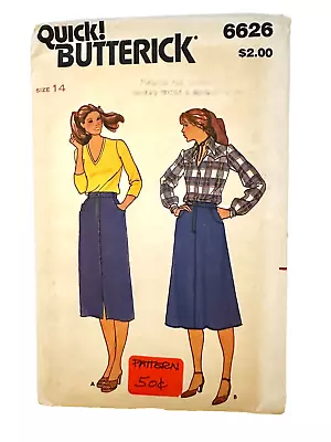 Butterick 6626 - Vintage Sewing Pattern Misses Skirt Size 14 - Waist 28 - Hip 38 • $3.95