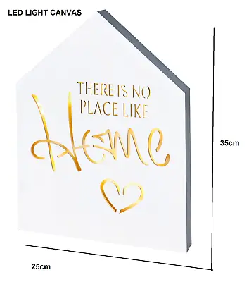 £9.95 • Buy Tranquil Home Inspirational Words Quote  NO PLACE LIKE HOME  LED Canvas BL161218